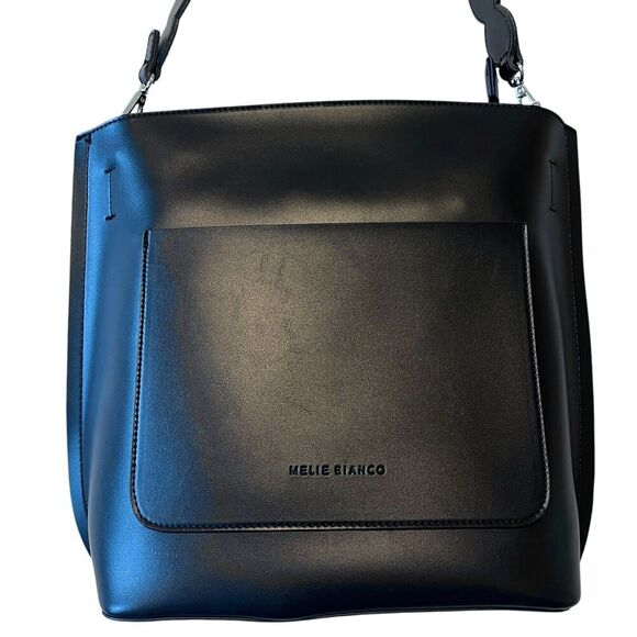 Melie Bianco Black Cecilia Saddle Large Tote Bag - Picture 4 of 14